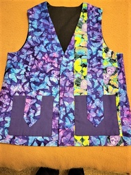 Cotton lined vest with pockets and papillon applique